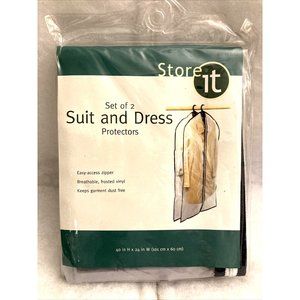 Set of 2 Hanging Garment Suit and Dress Zip Protectors Bags 40" x 24" Store It